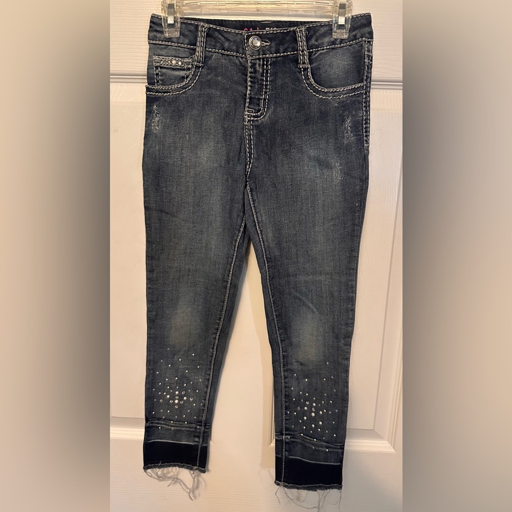 Girls First Dark Denim Jeans with Bling